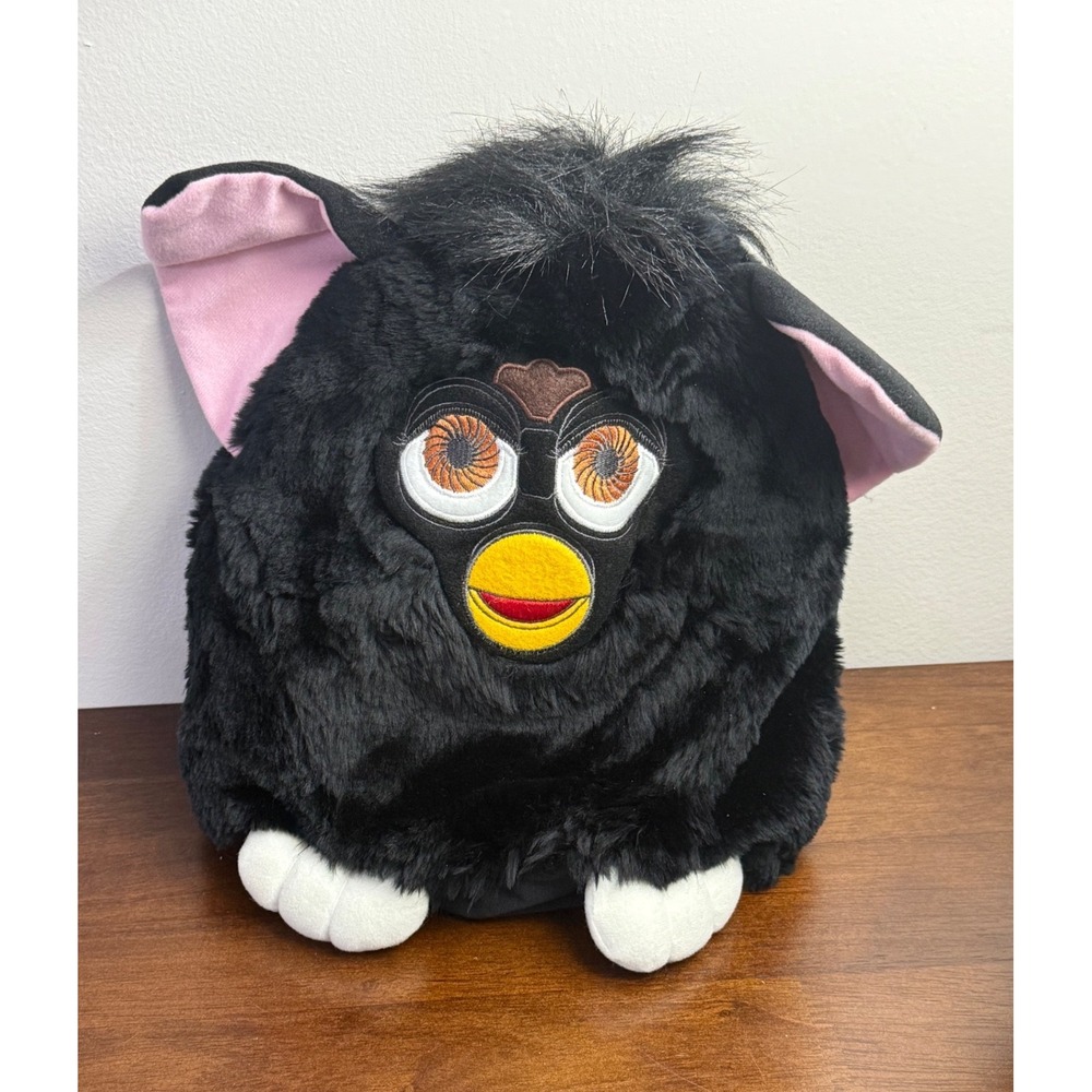 Vintage Furby Plush Backpack Black‎ Faux Fur Pink Ears Y2K Kidcore New with Tags